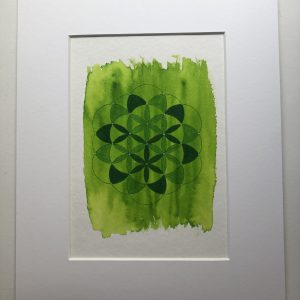 Flower of Life Watercolour & Ink Chakra Colours Mounted Originals